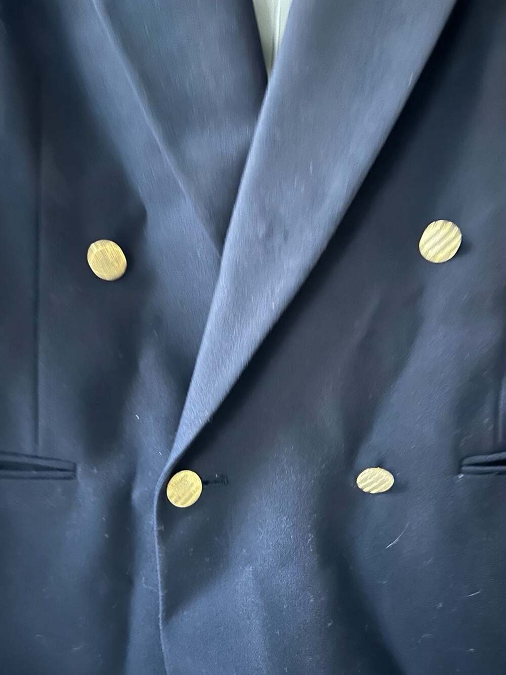 Oscar de la Renta Hand Tailored Double Breasted Navy Blazer
